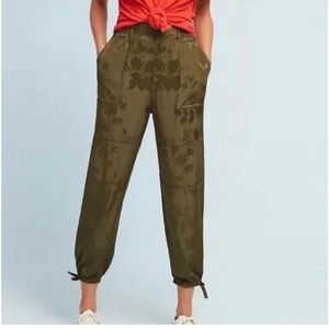 Anthropologie womens jacquard floral joggers size XS